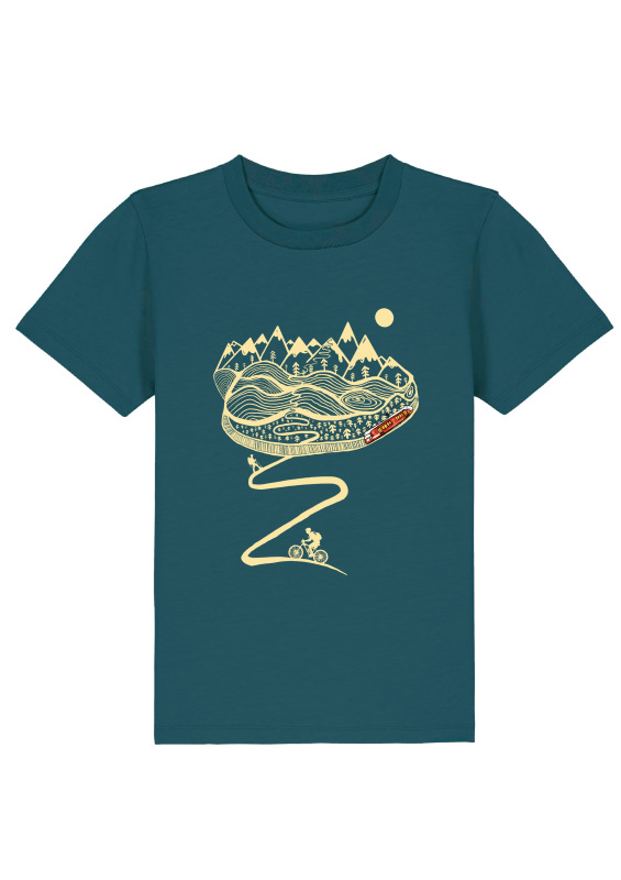 HORY A CYKLISTA tričko detské zeleno modrá