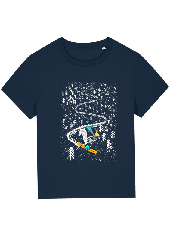 VEVERIČKA NA LYZIACH tričko dámske navy modrá