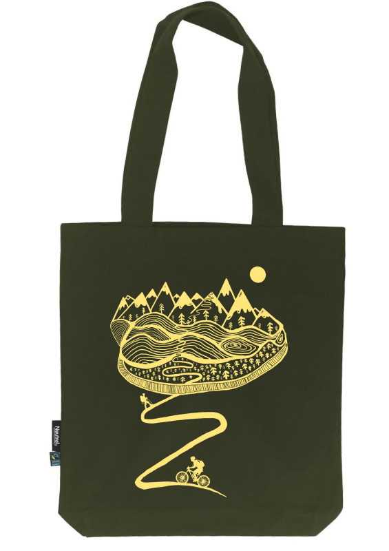 Hory a cyklista taška z organickej bavlny zelená