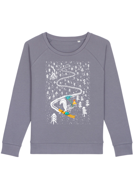 VEVERIČKA NA LYŽIACH dámska mikina sivo fialová