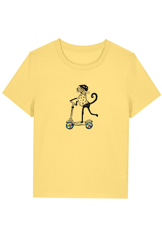 PES NA KOLOBEŽKE tričko dámske viva žltá