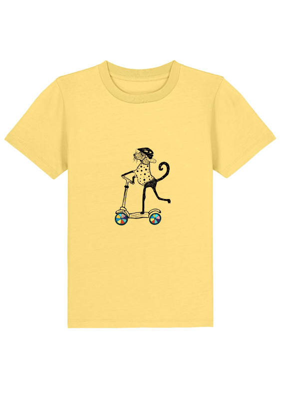 PES NA KOLOBEŽKE tričko detské žltá