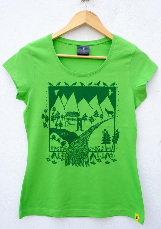 KRAJINKA zelené tričko dámske bavlnené