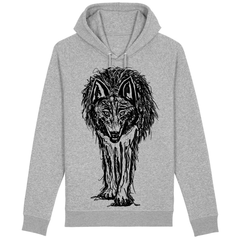 VLK mikina s kapucňou sivá