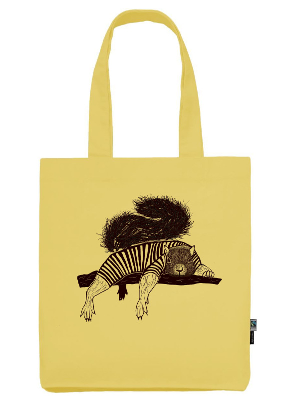 Lenivá veverička taškaz organickej bavlny žltá