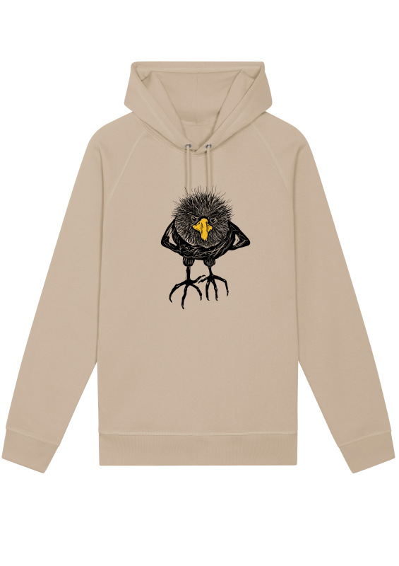 NAHNEVANÝ VTÁČIK mikina s kapucňou kremová